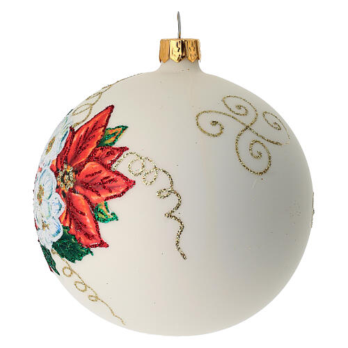 Christmas Bauble Poinsettia découpage 10cm 3