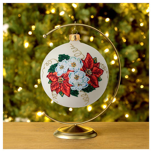 Bola árvore Natal poinsétia decoupagem 100 mm 2