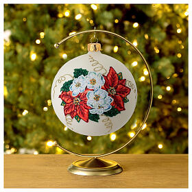 Christmas Bauble Poinsettia découpage 10cm