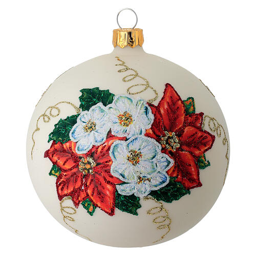 Christmas Bauble Poinsettia découpage 10cm 1