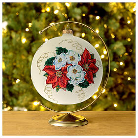 Christmas Bauble Poinsettia découpage 15cm