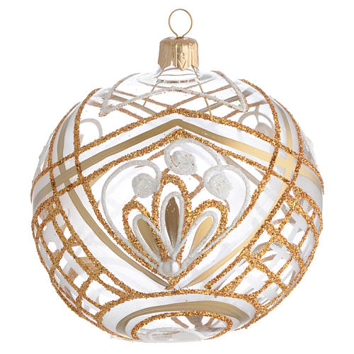 Christmas Bauble blown glass golden decoration 10cm 1