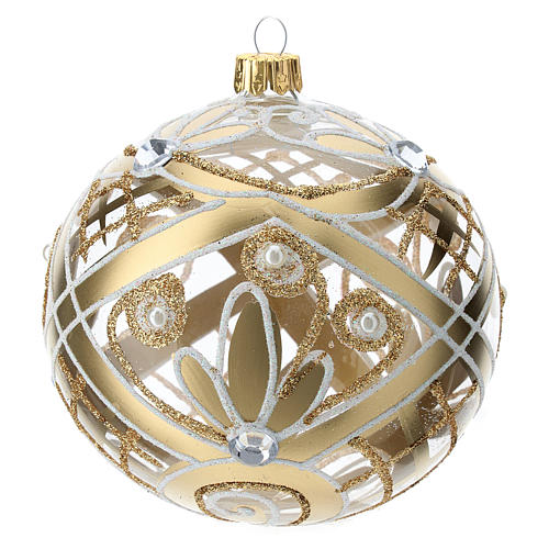 Bola de Navidad vidrio soplado decoración dorada 100 mm 3