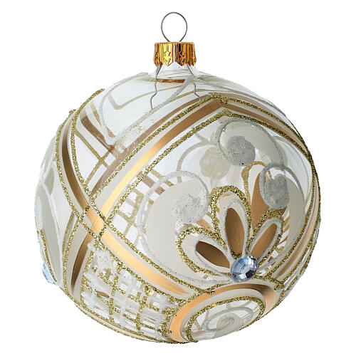 Pallina Albero vetro soffiato decoro dorato 100 mm 4