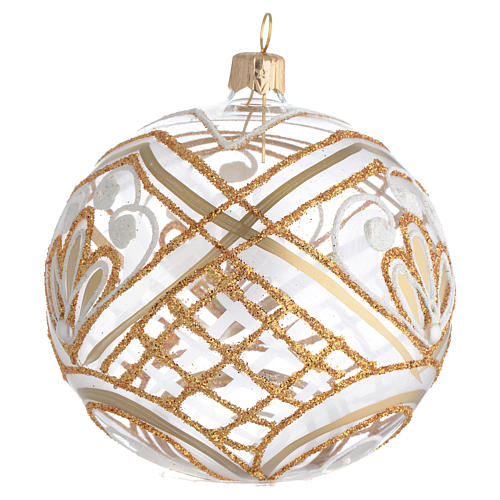 Bola árvore Natal vidro soprado decoro dourado 100 mm 2