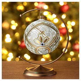 Christmas Bauble blown glass golden decoration 10cm