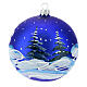 Décor Noël boule sapin bleu paysage neige 100 mm s5