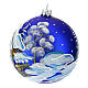 Addobbo Natale pallina blu paesaggio neve 100 mm s3