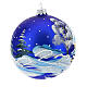 Addobbo Natale pallina blu paesaggio neve 100 mm s4