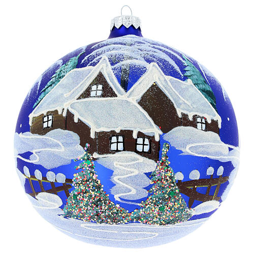 Bola de Navidad azul paisaje nevado 150 mm 1