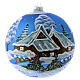 Décor Noël boule sapin bleu avec paysage neige 150 mm s1