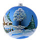 Décor Noël boule sapin bleu avec paysage neige 150 mm s2
