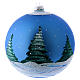 Décor Noël boule sapin bleu avec paysage neige 150 mm s3