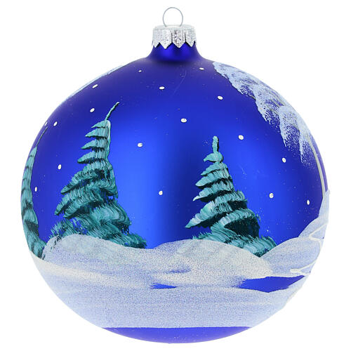 Christmas Bauble blue Landscape with snow 15cm 5