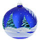 Christmas Bauble blue Landscape with snow 15cm s5