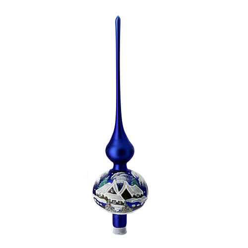 Puntale Albero Natale blu paesaggio neve 2