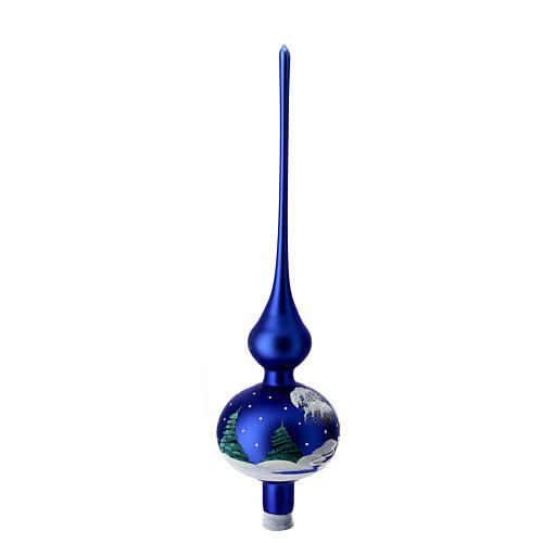 Puntale Albero Natale blu paesaggio neve 6