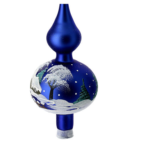 Ponteira árvore Natal azul paisagem neve 2
