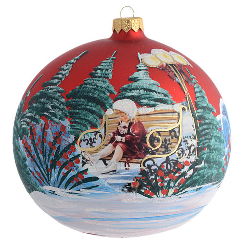 Christmas Bauble red Girl découpage 15cm 1
