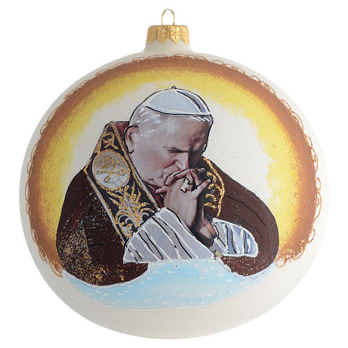 Boule pour Noël image Jean-Paul II verre soufflé 150 mm 1