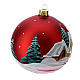 Christmas bauble in red glass with houses and trees 100mm s3