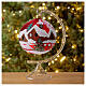 Christmas bauble in red glass with houses and trees 100mm s2