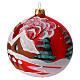 Christmas bauble in red glass with houses and trees 100mm s3