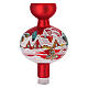 Christmas tree topper in red glass with houses and trees s2