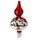 Christmas tree topper in red glass with houses and trees s4