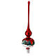 Christmas tree topper in red glass with houses and trees s6