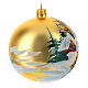 Christmas bauble in golden blown glass with houses 100mm s4