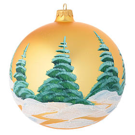 Christmas bauble in golden blown glass with houses 150mm
