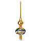 Christmas tree topper in golden blown glass with houses s1