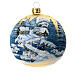 Christmas bauble in golden blown glass with decoupage landscape 100mm s2