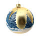 Christmas bauble in golden blown glass with decoupage landscape 100mm s6
