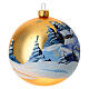 Christmas bauble in golden blown glass with decoupage landscape 100mm s4