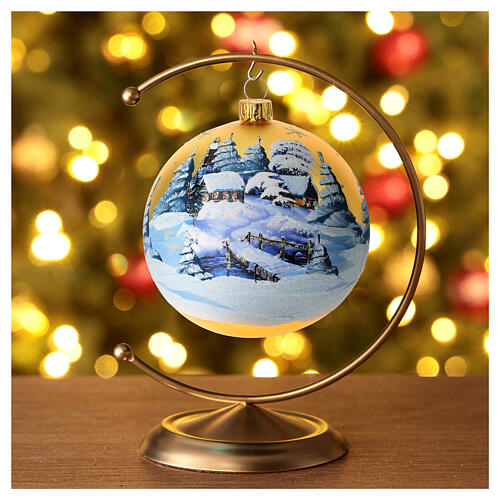 Bola de Navidad vidrio soplado oro paisaje decoupage 100 mm 2