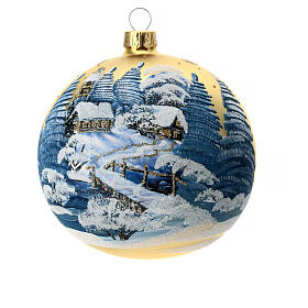 Pallina Albero Natale oro paesaggio decoupage 100 mm