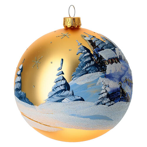 Pallina Albero Natale oro paesaggio decoupage 100 mm 4