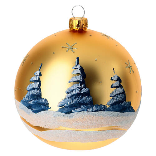 Bola de Natal ouro paisagem com decoupage 100 mm 5