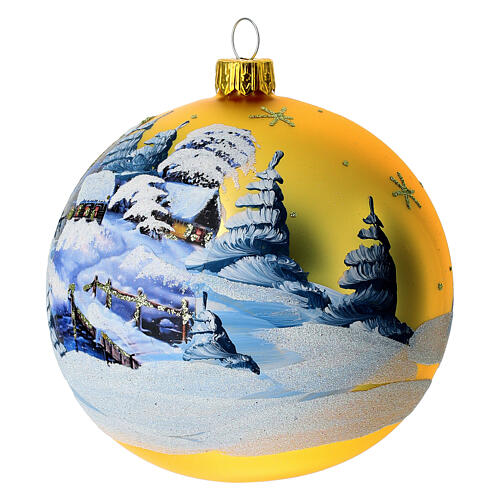Bola de Natal ouro paisagem com decoupage 100 mm 3