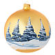 Christmas bauble in golden blown glass with decoupage landscape 150mm s2