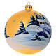 Christmas bauble in golden blown glass with decoupage landscape 150mm s4