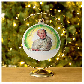 Boule sapin pape Jean-Paul II verre soufflé 100 mm