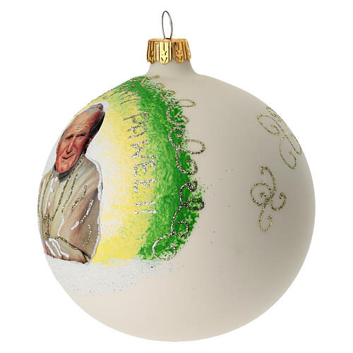 Pallina Albero Papa G. Paolo II vetro soffiato 100 mm 3