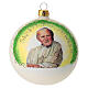Pallina Albero Papa G. Paolo II vetro soffiato 100 mm s1