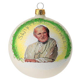 Christmas bauble in blown glass with Pope John Paul II 100mm