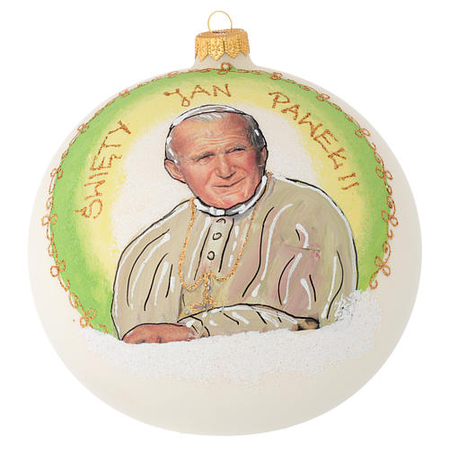 Christmas bauble in blown glass with Pope John Paul II 150mm 1