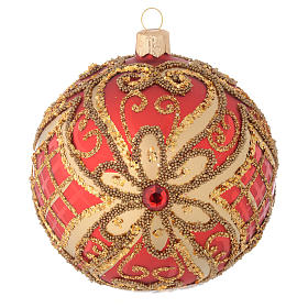 Bola de Navidad vidrio soplado rojo decoraciones en relieve 100 mm
