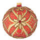 Christmas bauble in red blown glass with decorations in relief 150mm s1
